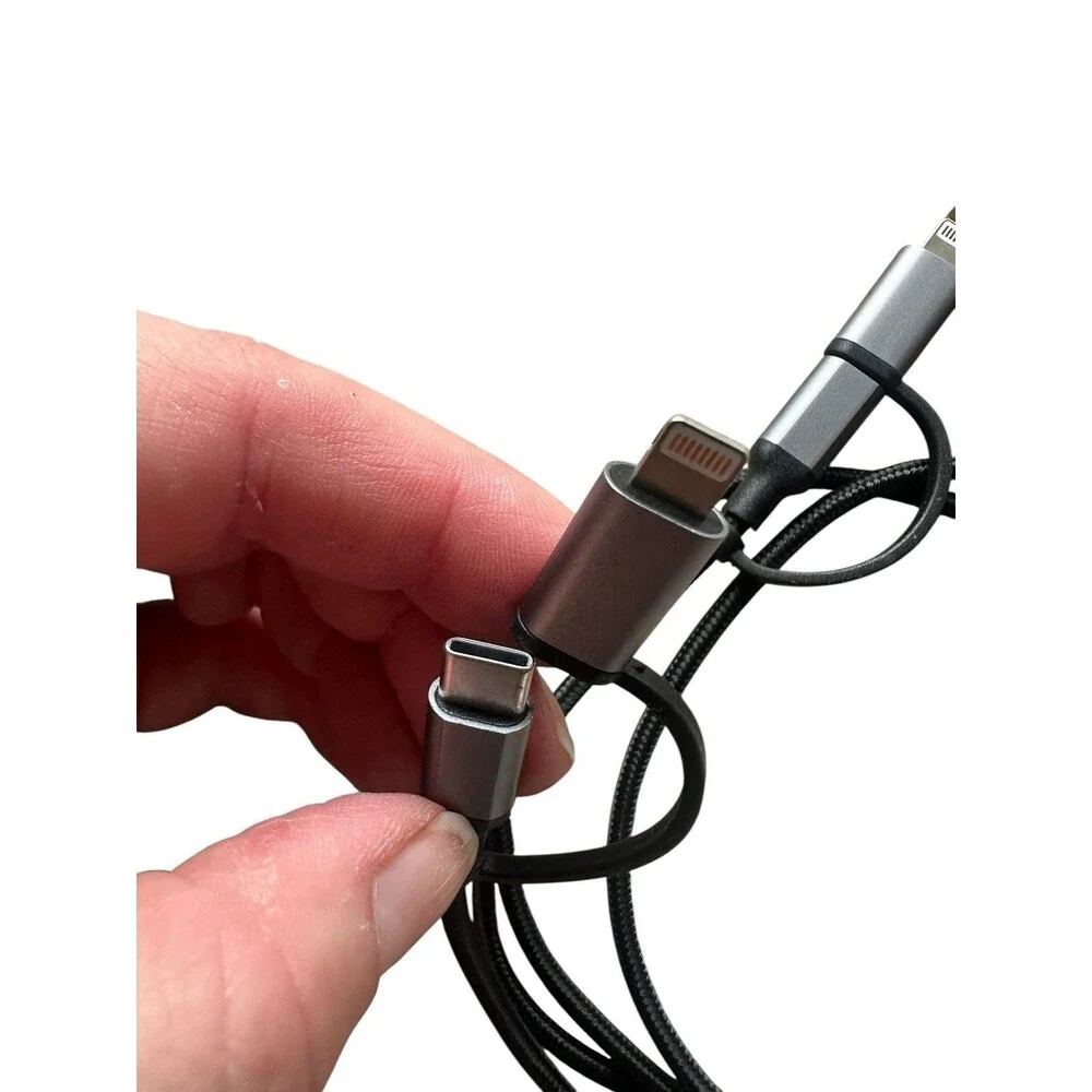 Lot 5 Braided Hybrid Charging Sync Cables USB w/ USB-C Lightening Adapter Micro